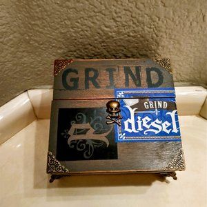 Suenos de Saundra Upcycled Rare Grind Diesel Cedar Cigar Box, ARTFUL STORAGE